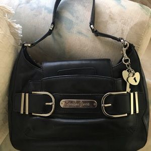 Charles David Black Leather Satchel Purse
